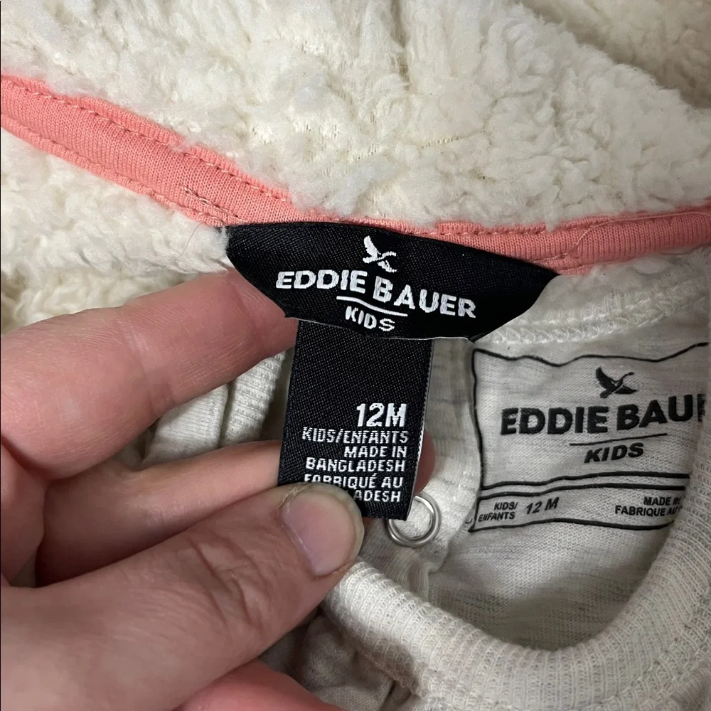 Eddie Bauer 12 Month 3 Piece Outfit Jogger with Vest and Long Sleeve T Pink